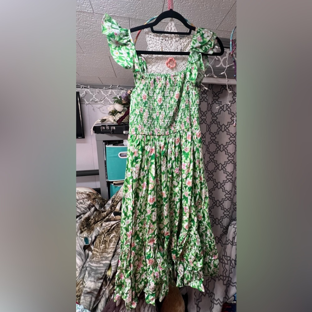 Floral Green and Pink Dress